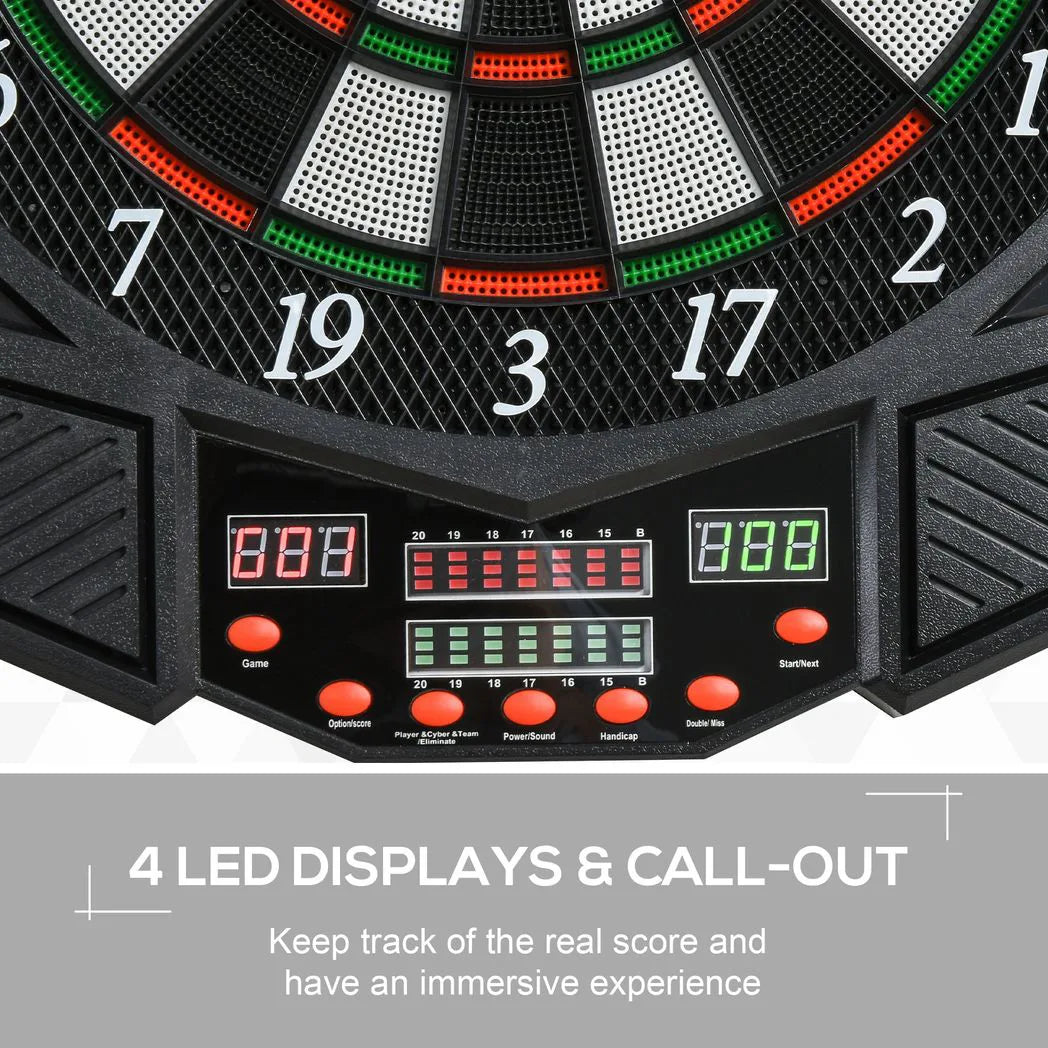 HOMCOM Electronic Dartboard Set with LED Score Display, 27 Games & 12 Soft Tip Darts – Up to 8 Players
