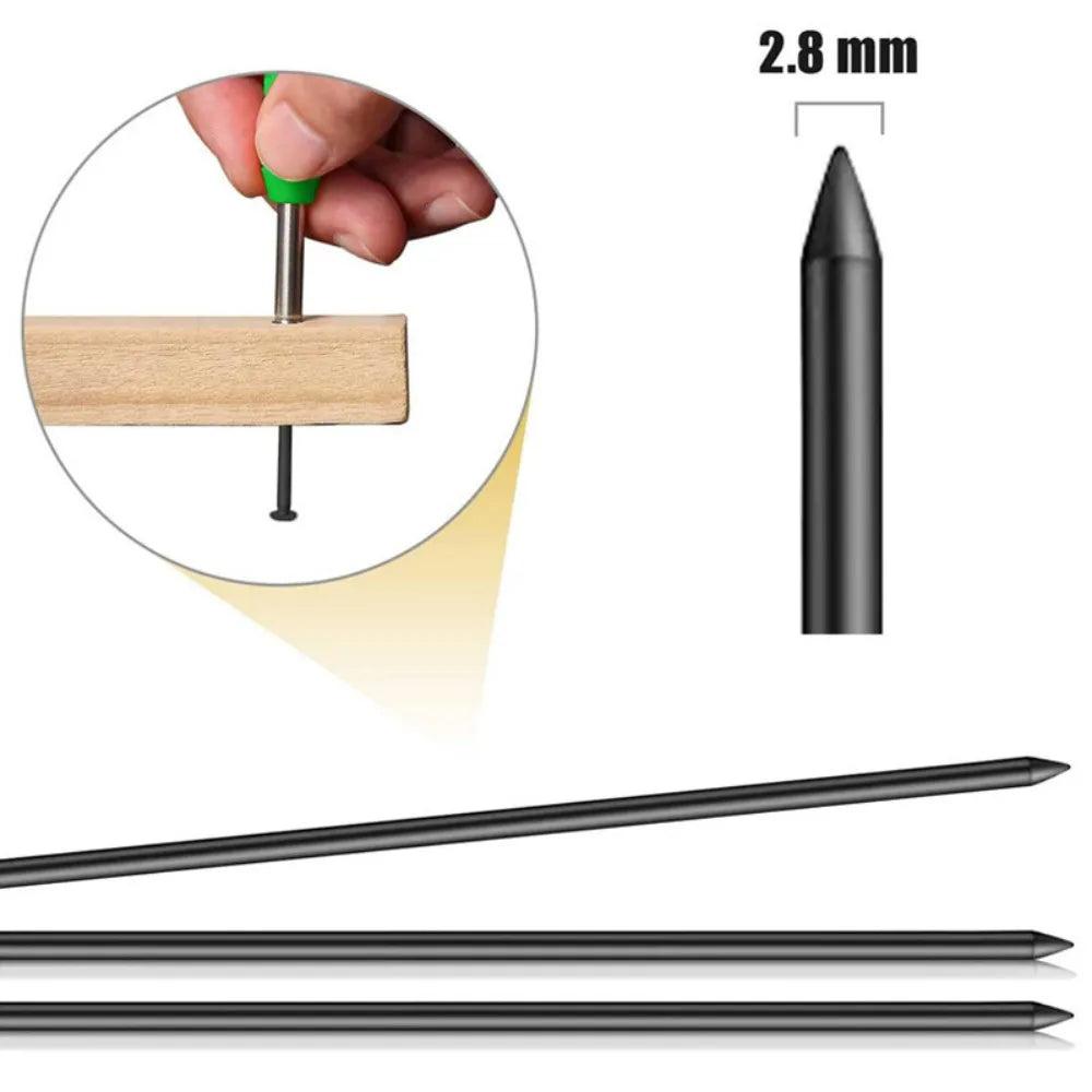 48-Piece 2.8mm Tracer Pencil Refills for Deep Hole Marking – Solid Carpenter Scriber Leads, Black
