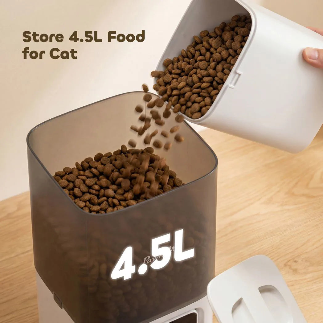 PawHut 4.5L WiFi Automatic Cat Feeder with Timer, Programmable 1–10 Meals – Dual Power Food Dispenser