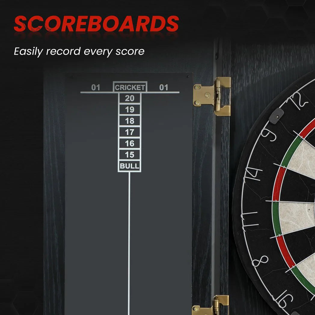 SPORTNOW Bristle Dartboard with Wooden Cabinet, 6 Steel Tip Darts & Two Scoreboards – Games Room Darts Set, Black