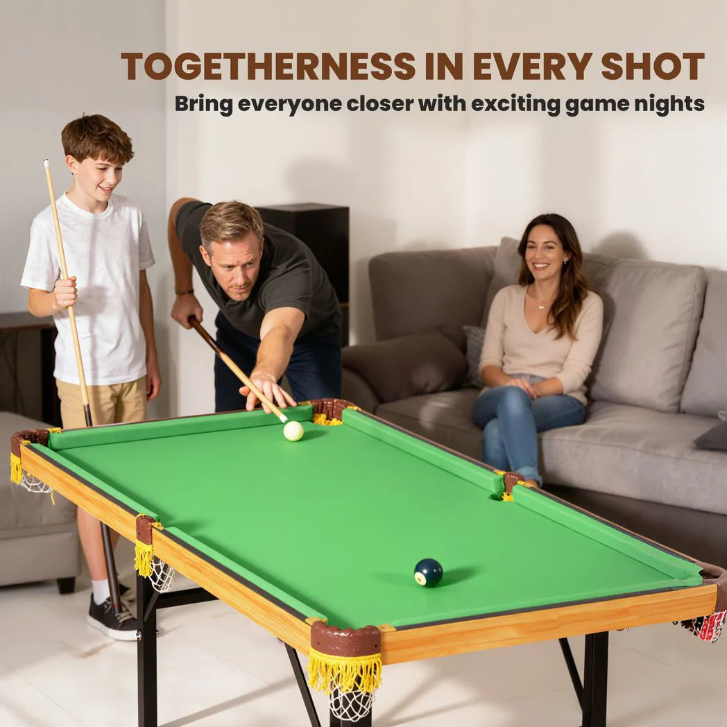 SPORTNOW 4ft Folding Pool Table with 2 Cues, 16 Balls, Triangle & Chalk – Mini Billiards Table for Kids & Adults