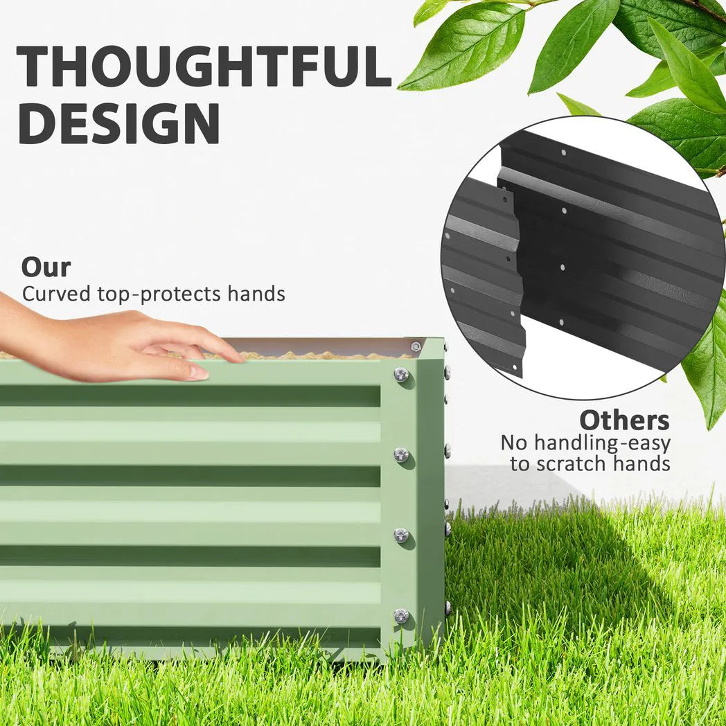 Outsunny Square Raised Garden Bed with Galvanised Steel Frame – 120 x 120 x 30cm Planter Box for Vegetables, Flowers and Herbs