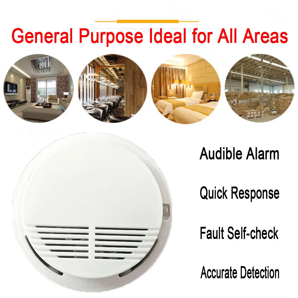 2 Pack Photoelectric Smoke Alarm Detectors with Test Button – Battery Included Home Fire Safety Sensors