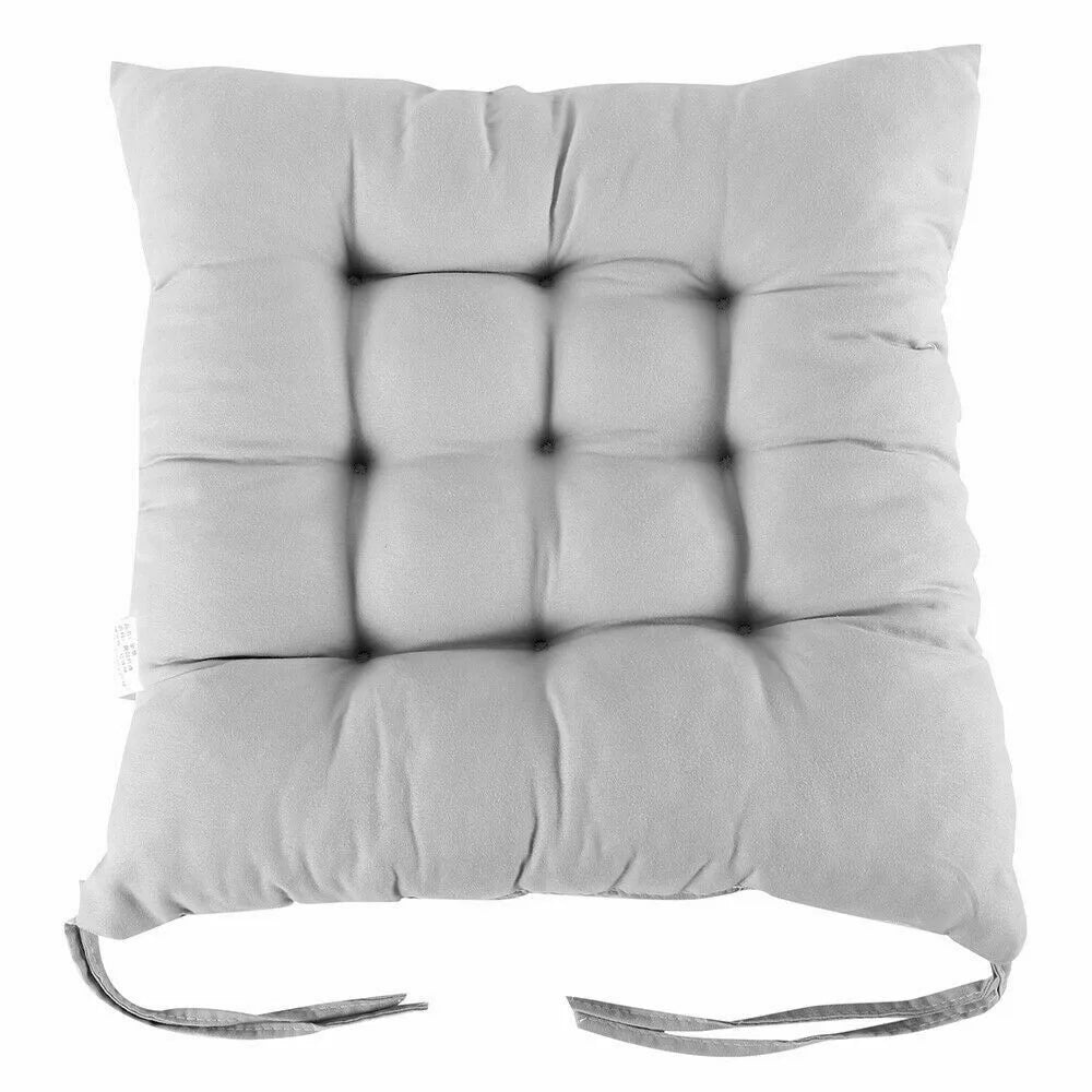 4 Pack Tie-On Chair Seat Pads, 38 x 38cm – Cotton Cover Cushions for Dining & Kitchen Chairs, Grey or Dark Blue
