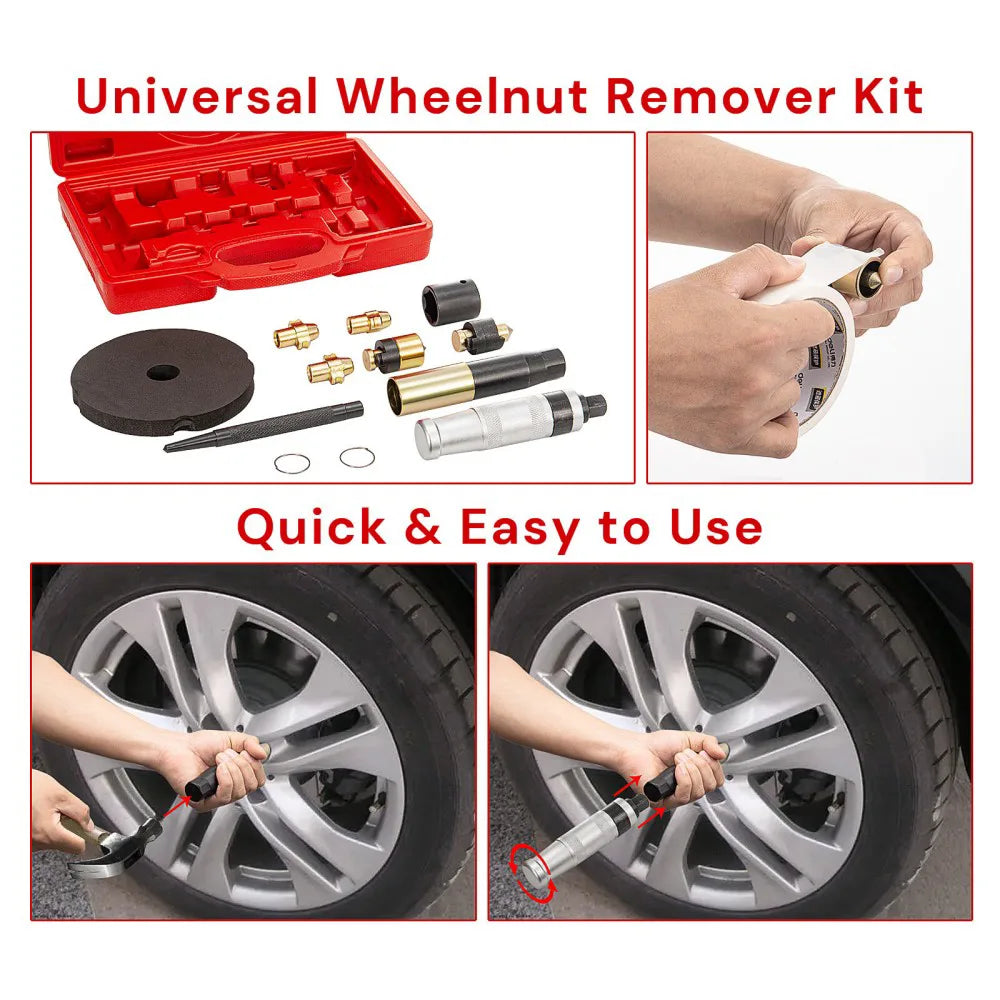 Universal Master Locking Wheel Nut Removal Tool Kit with 10 Blades – Chrome Molybdenum Bolt & Nut Extractor Set