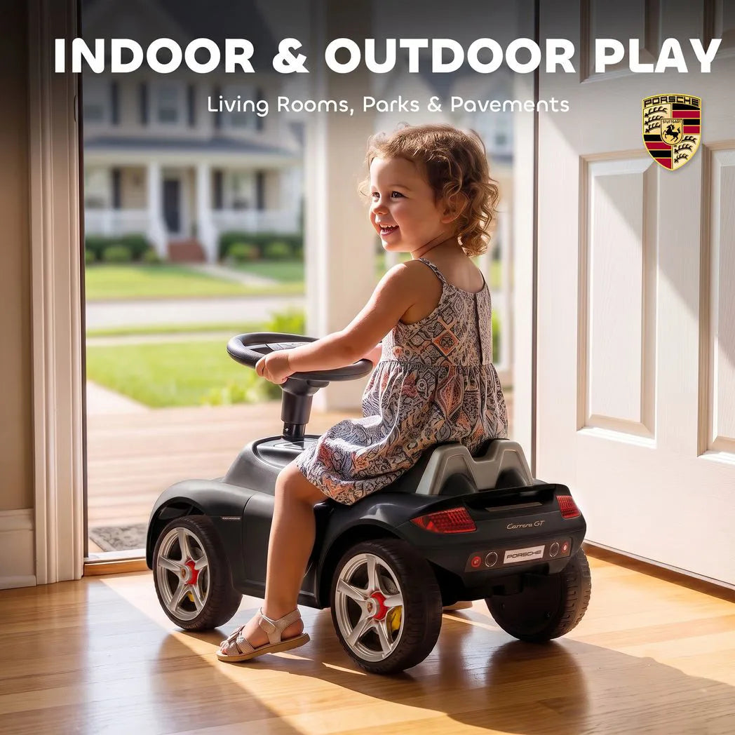 AIYAPLAY Porsche Licensed Toddler Ride-On Car with Horn, Headlights & Sounds – 18–36 Months, Matte Black