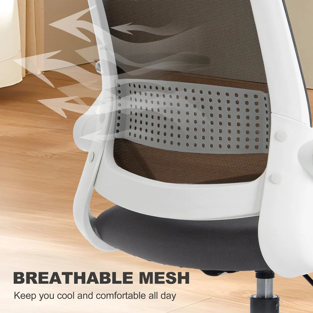 HOMCOM Painting Chair with Mesh Back, Adjustable Footrest & Flip-up Armrests – Sit-Stand Desk Chair, Grey