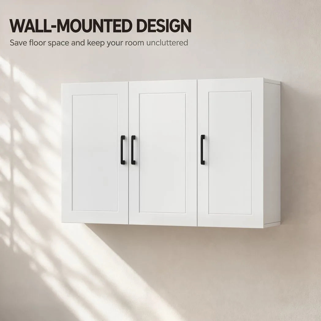 HOMCOM 90 cm Wall-Mounted Bathroom Cabinet with Soft-Close Doors and Adjustable Shelf – White