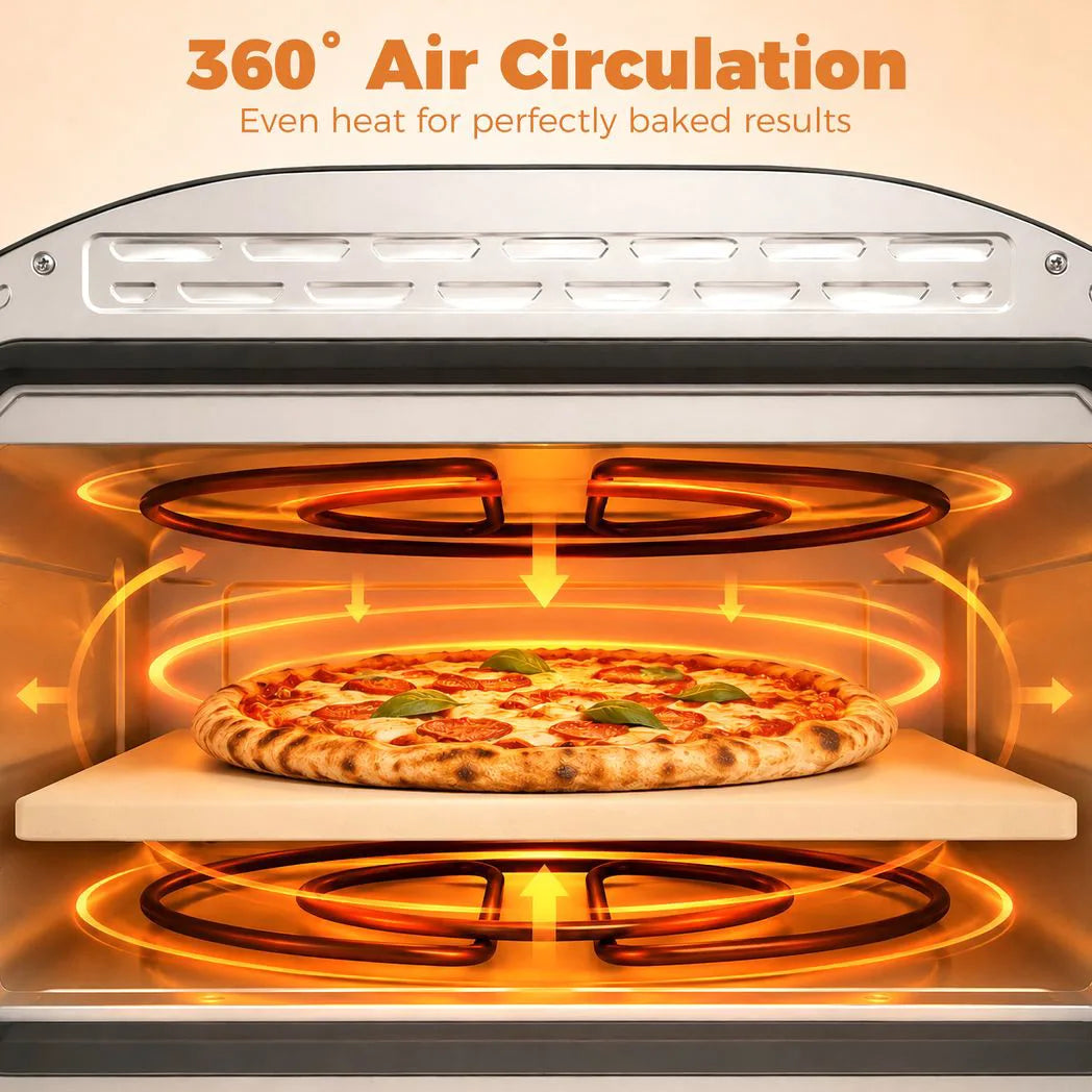 HOMCOM 2200W Electric Pizza Oven with 12 Inch Ceramic Stone, Viewing Window and 3 Dials – Indoor Pizza Maker