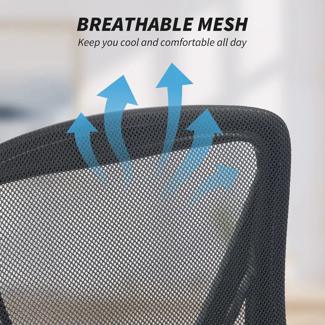 HOMCOM Mesh Office Chair with Flip-Up Armrests, Lumbar Support and Adjustable Height – Desk Chair, Black