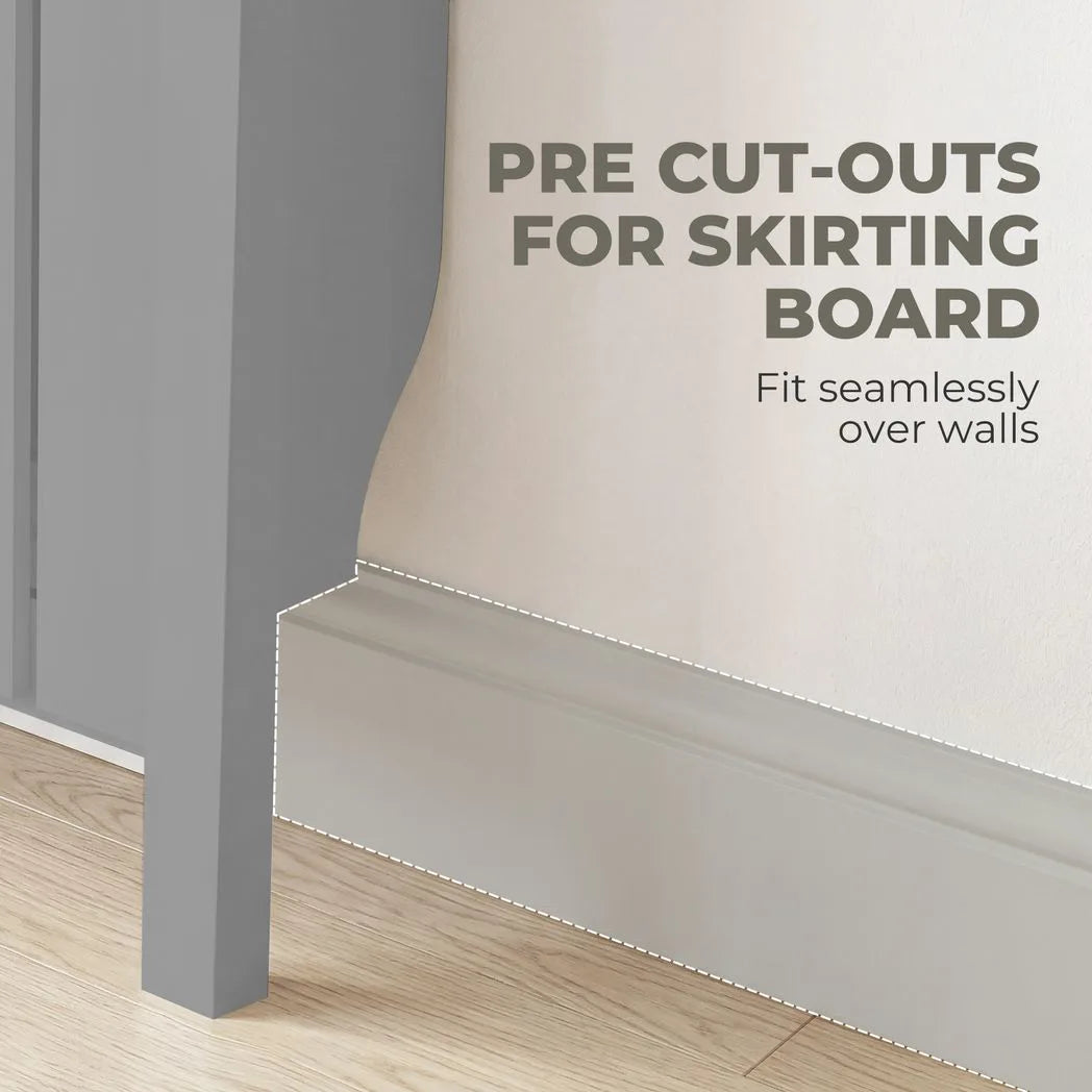 HOMCOM Rustic-Look Radiator Cover with Top Drawer, 93 x 88.5cm – Slimline Heater Guard, Grey