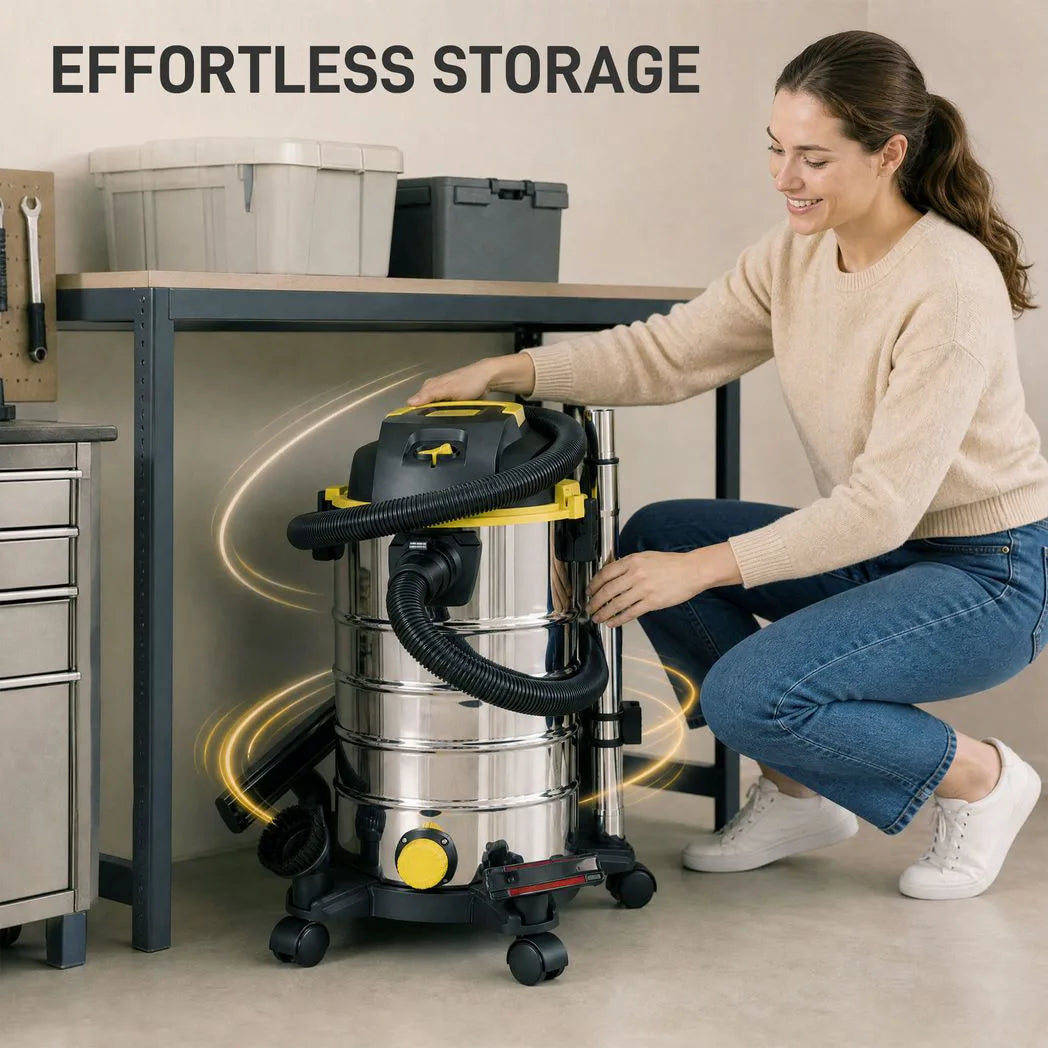 HOMCOM 1400W Wet and Dry Vacuum Cleaner with Blower Mode, 30L Stainless Steel Tank, 5-Layer Filter – Yellow