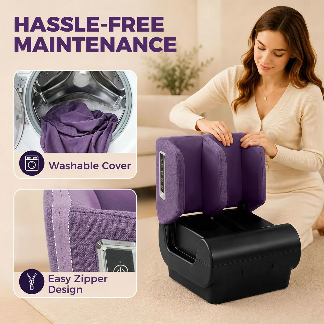HOMCOM 2-in-1 Foot and Calf Massager with Heat, Air Compression and Timer – Folding Heated Footstool