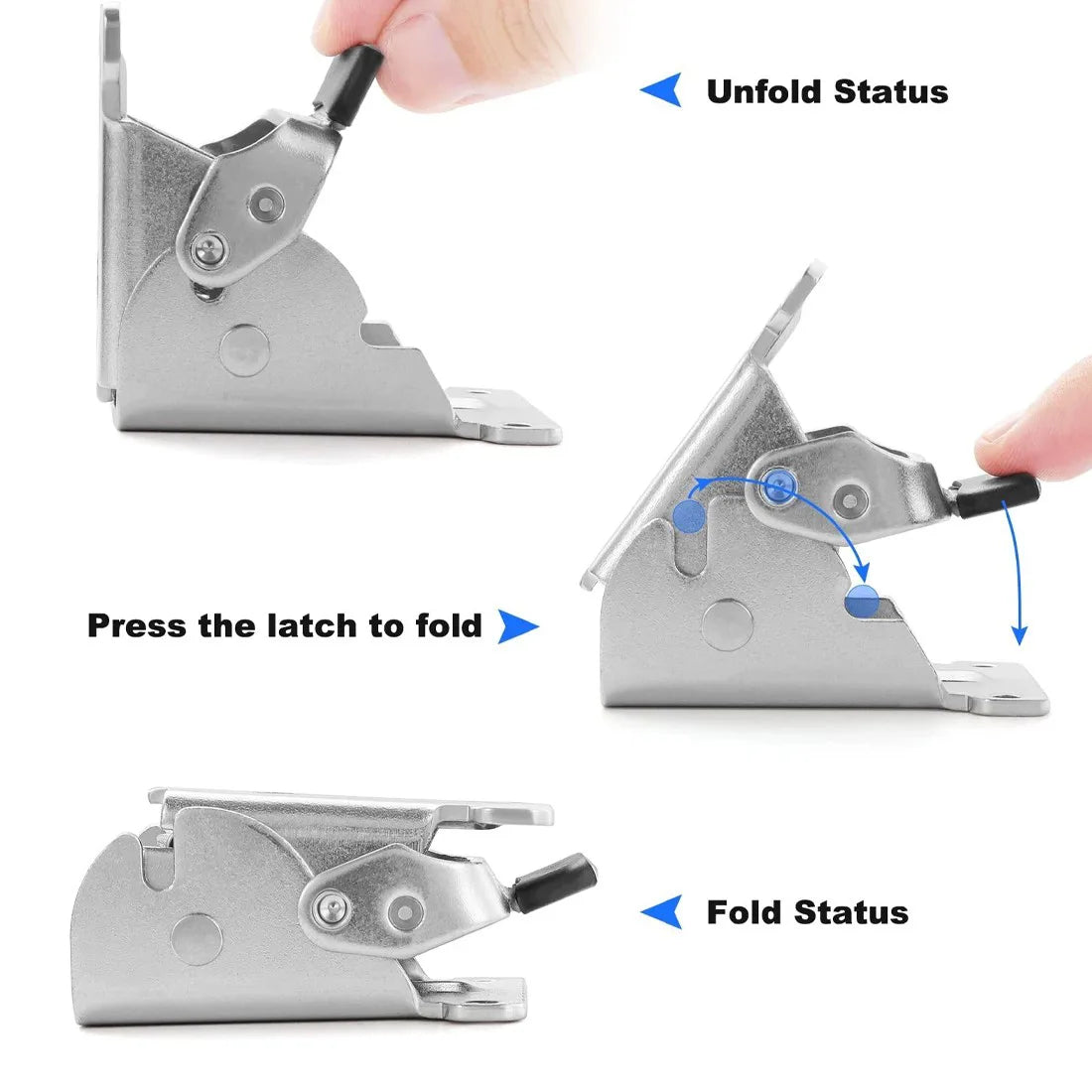 4 x Folding Table & Chair Leg Hinges – 90 Degree Self-Locking Cold-Rolled Steel Support Brackets, Silver