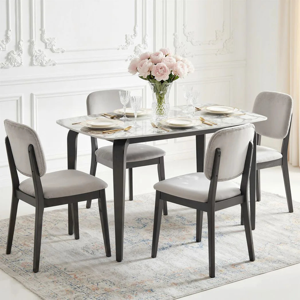 HOMCOM Dining Table for 4 with Sintered Stone Top and Metal Legs – Modern Kitchen Table, White