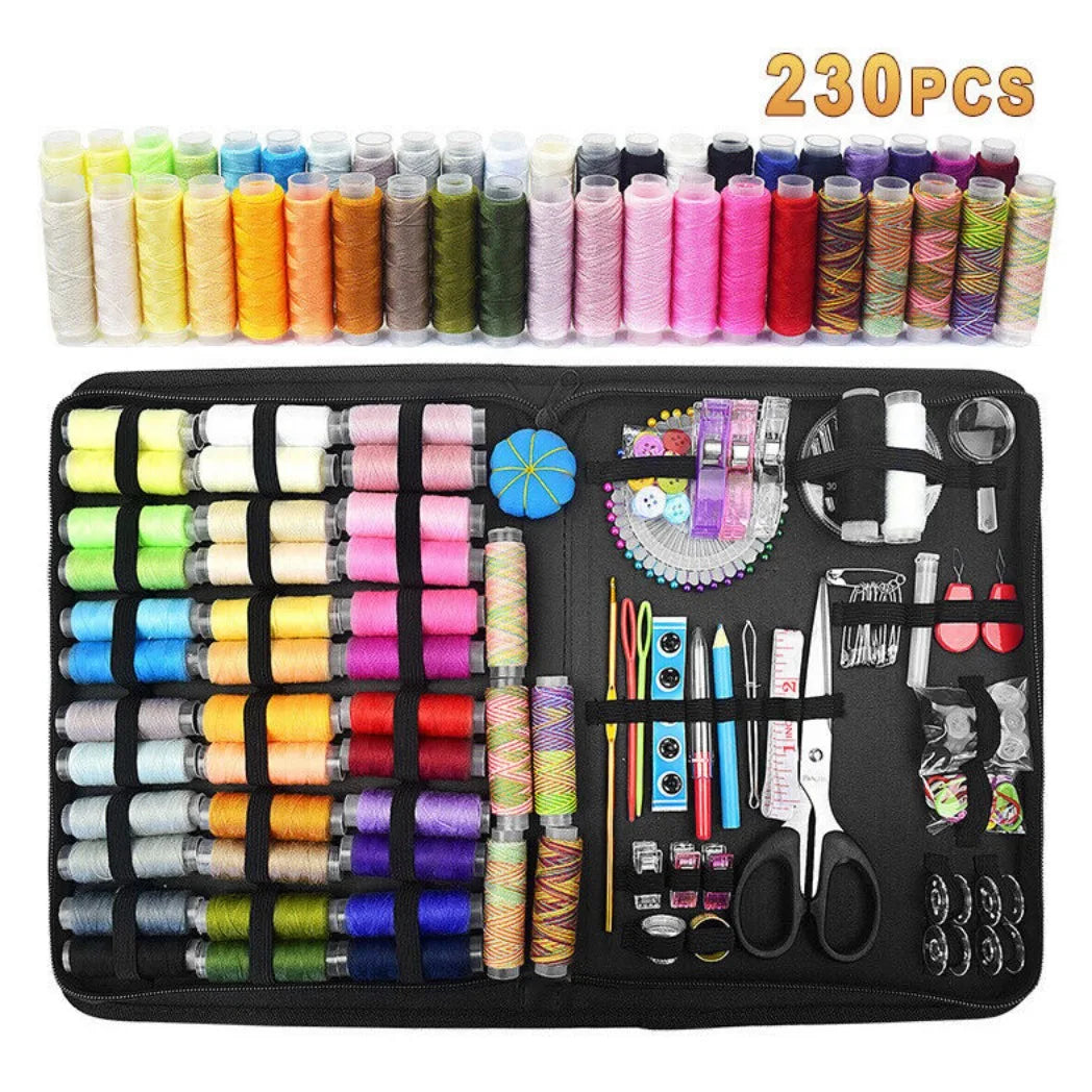 230 Piece Portable Sewing Kit with Travel Case – Needles, Thread & Scissors for Home Repairs
