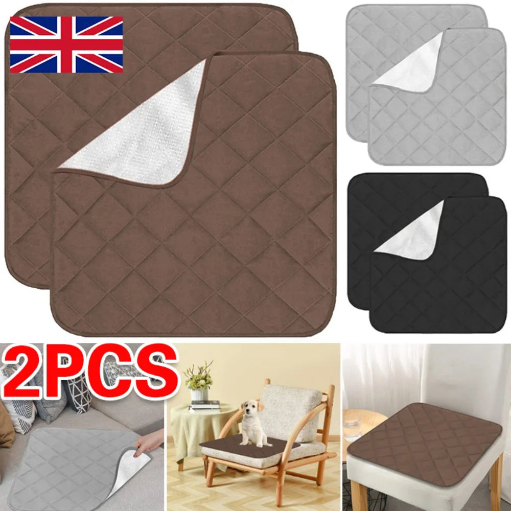 Waterproof Incontinence Chair Pads with Absorbent Layer & Non-Slip Backing, 2 Pack – Seat Protector, Black