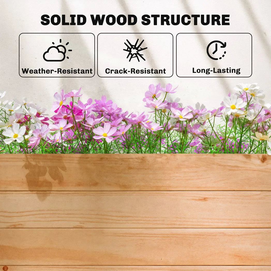Outsunny Fir Wood Raised Garden Bed with Trellis Sides and Hanging Rail – 110 x 44 cm Planter