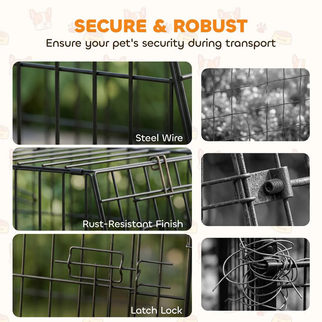 PawHut 30" Collapsible Car Dog Crate with Slanted Design, Tray & Handle, 76 x 48 x 53 cm – Small Dog Travel Cage