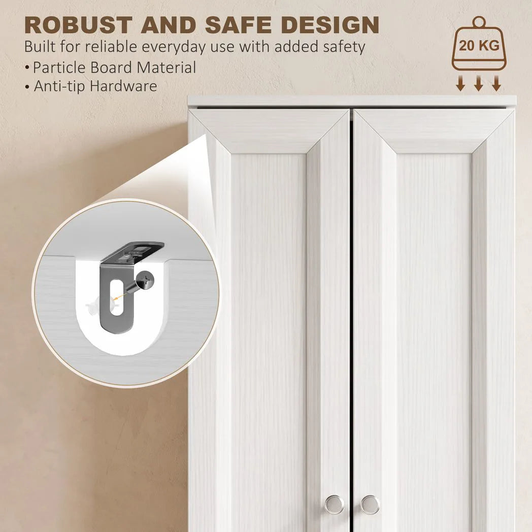 HOMCOM Narrow Bathroom Cabinet with 2 Doors & 4 Tiers – Slim Freestanding Storage Cupboard