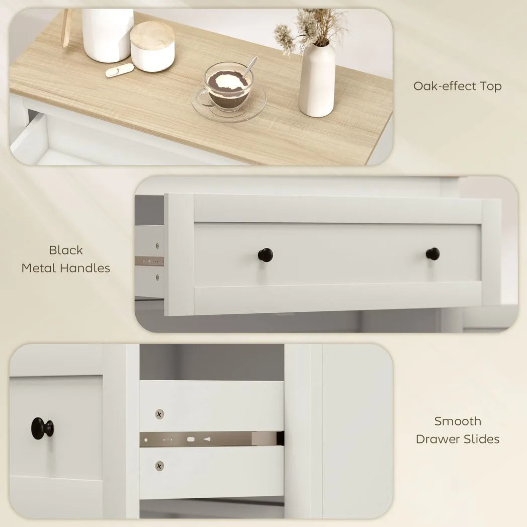 HOMCOM Sideboard Storage Cabinet with Drawer, Double Doors & Adjustable Shelf – Modern Kitchen Cupboard, Cream White
