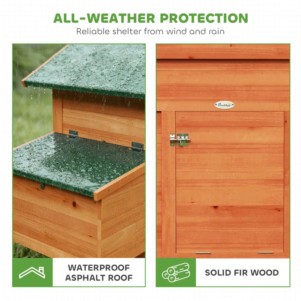 PawHut Wooden Chicken Coop with Nesting Box, Pull-Out Tray, Sliding Window and Waterproof Roof – Hen House