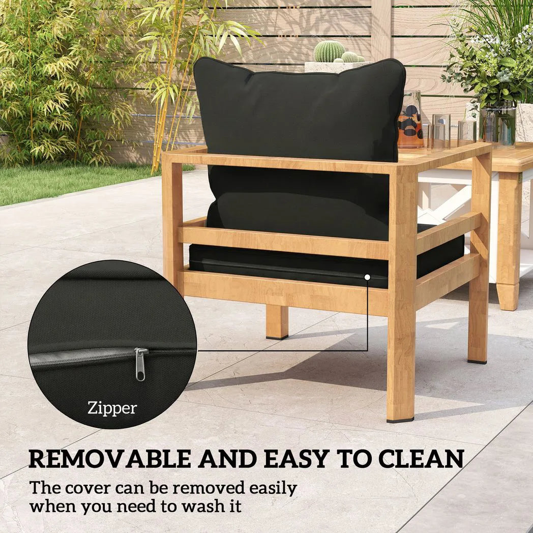 Outsunny Seat and Back Cushion Set with Piped Edges, Indoor and Outdoor, Black