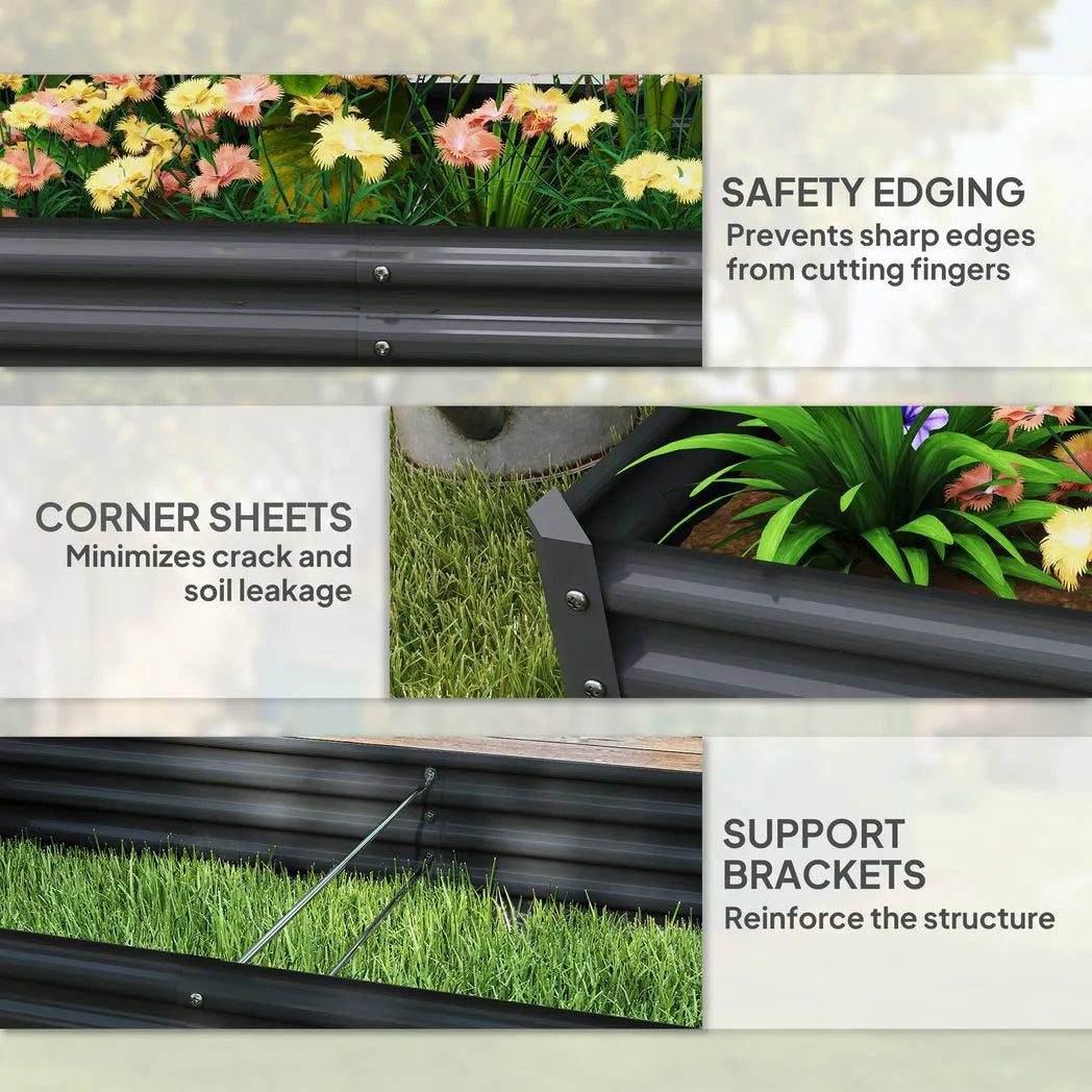 Outsunny 180 x 90cm Galvanised Steel Raised Planter