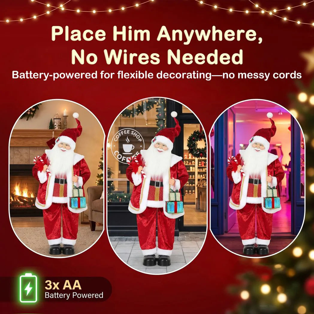 HOMCOM 120cm Life Size Singing Dancing Santa Claus