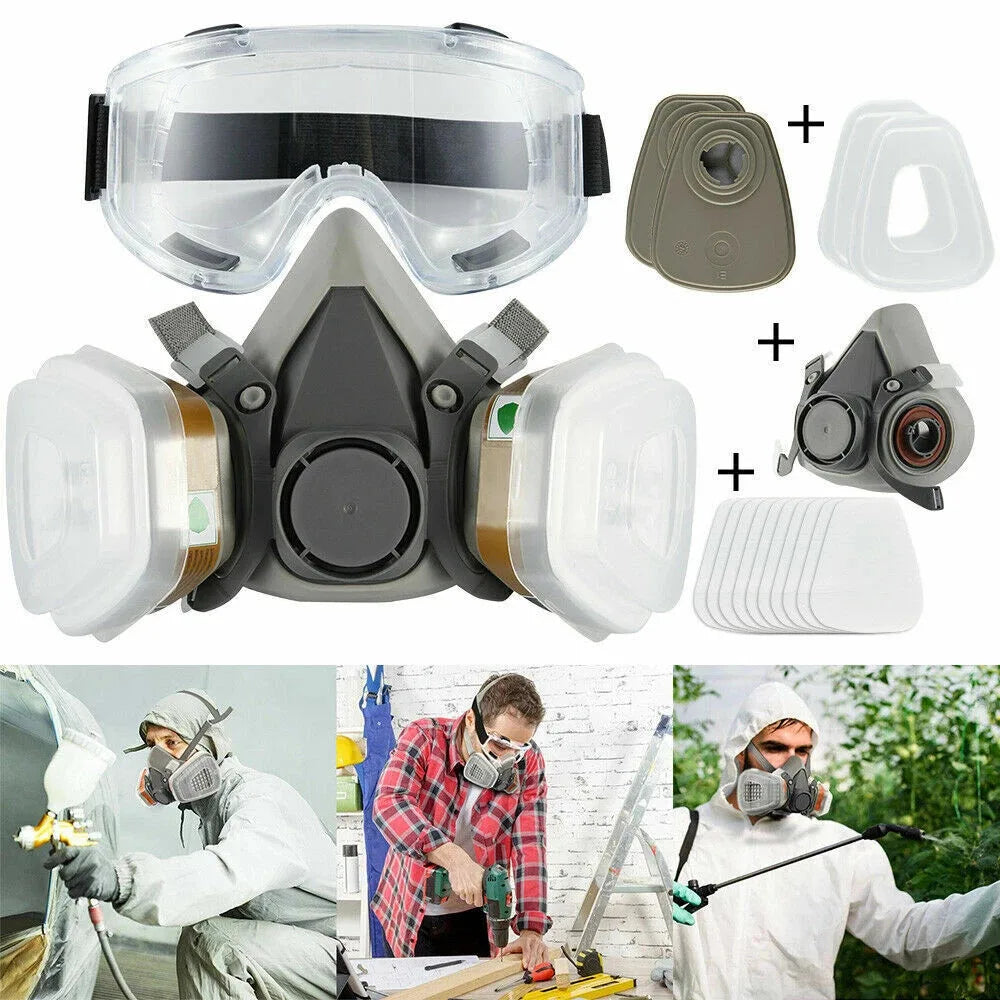 17-Piece 6200 Half Mask Respirator Set with Dual Filters – Reusable Silicone Mask for Painting and Sanding