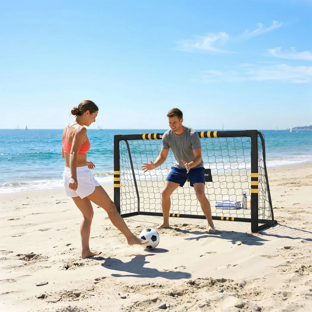 SPORTNOW 6 x 4ft Portable Football Goal with EPE Foam Padded Frame & Ground Stakes – Garden Football Net