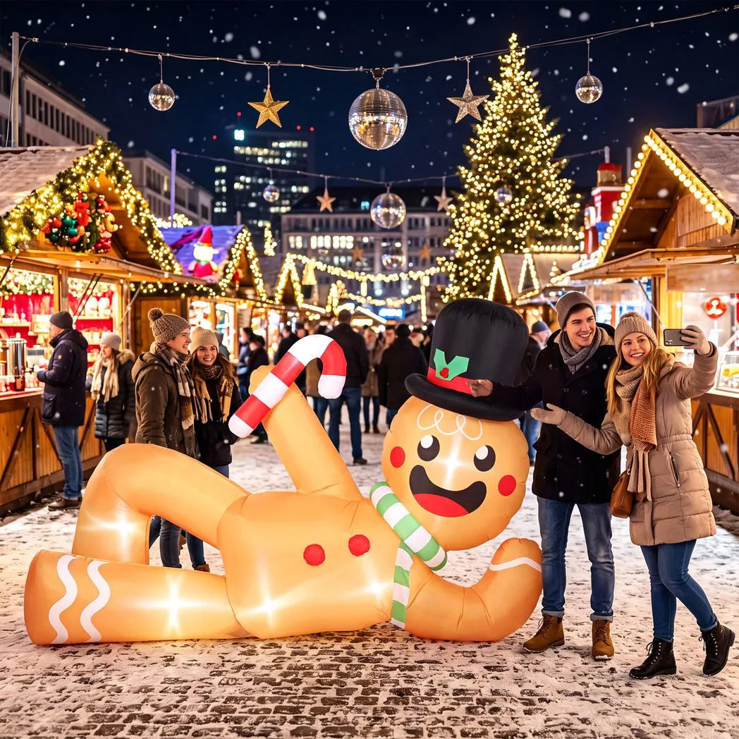 Outsunny 9.8ft Giant Christmas Inflatable Gingerbread Man Side-Lying