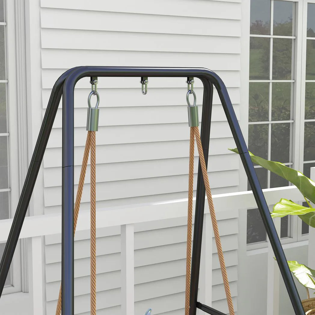 Outsunny Hammock Chair Stand with Heavy-Duty Metal Frame – Hanging Chair, Egg Chair & Porch Swing Stand, Black