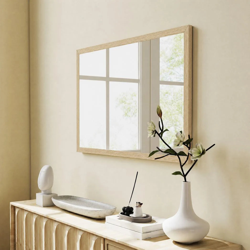 HOMCOM Wall Bathroom Mirror, 60 x 40 cm Wall-Mounted Mirror for Living Room, Bedroom, Hallway