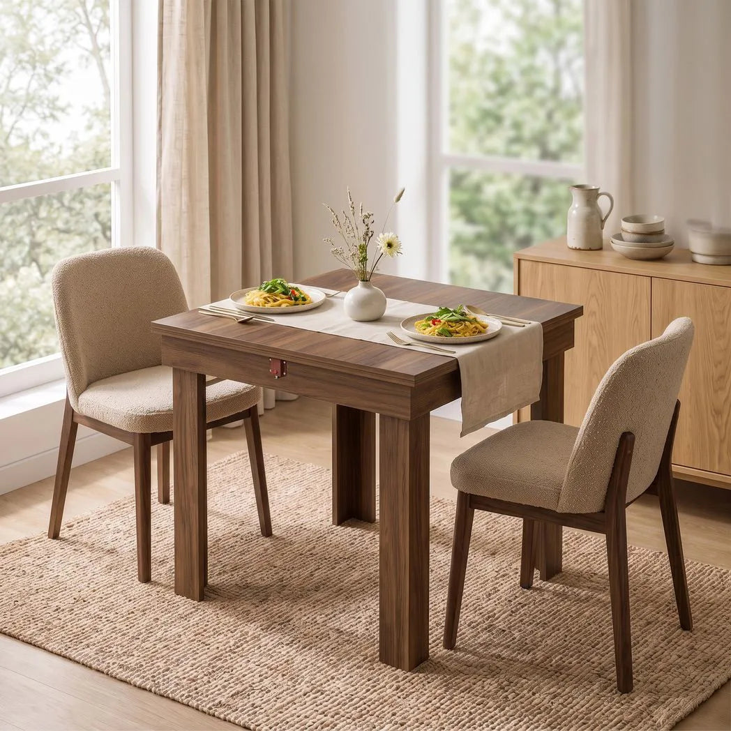 HOMCOM Folding Dining Table with Under-Table Storage – Extendable Kitchen Table for 4, Grey Wood Effect