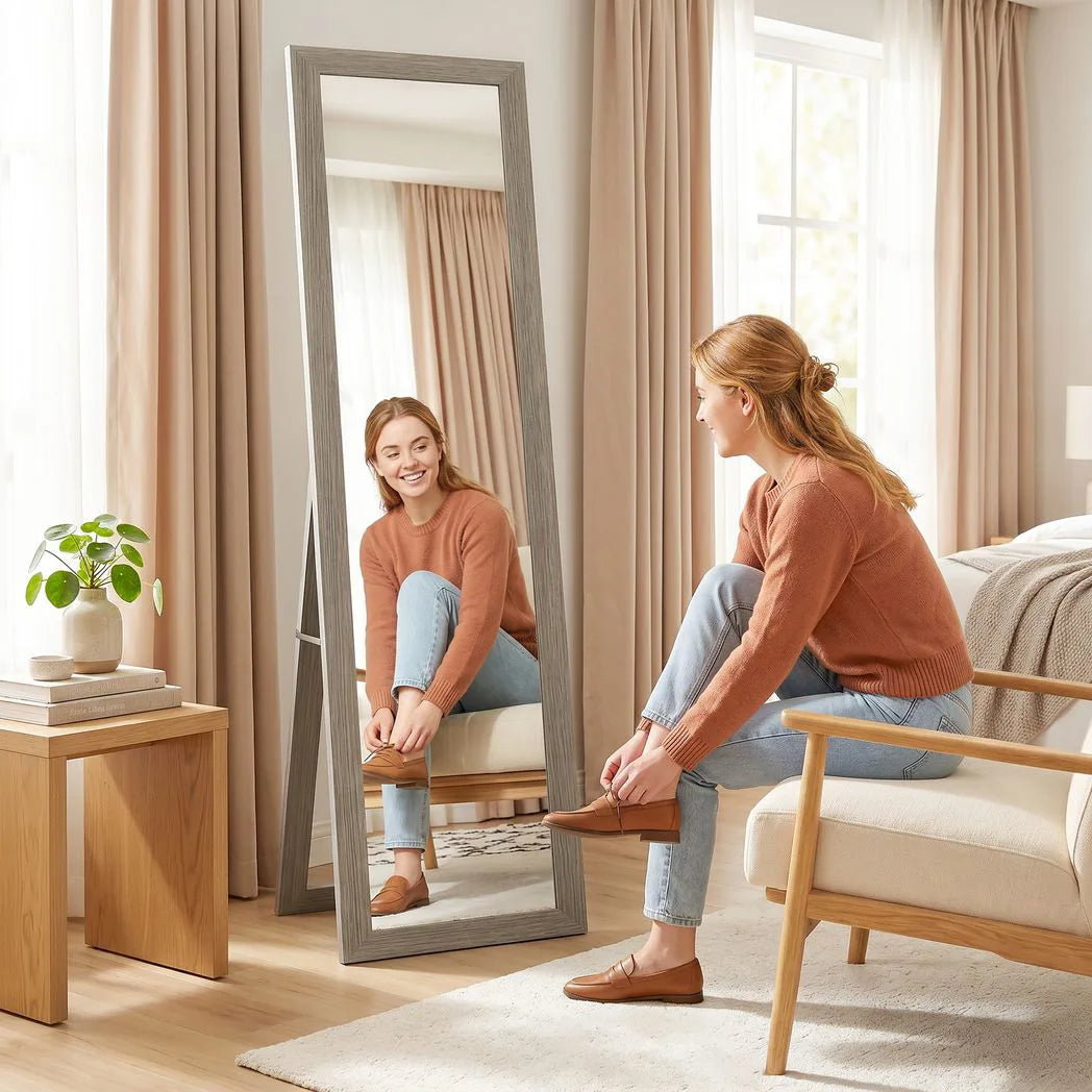 HOMCOM Full Length Mirror, 37 x 157 cm, Hanging or Freestanding