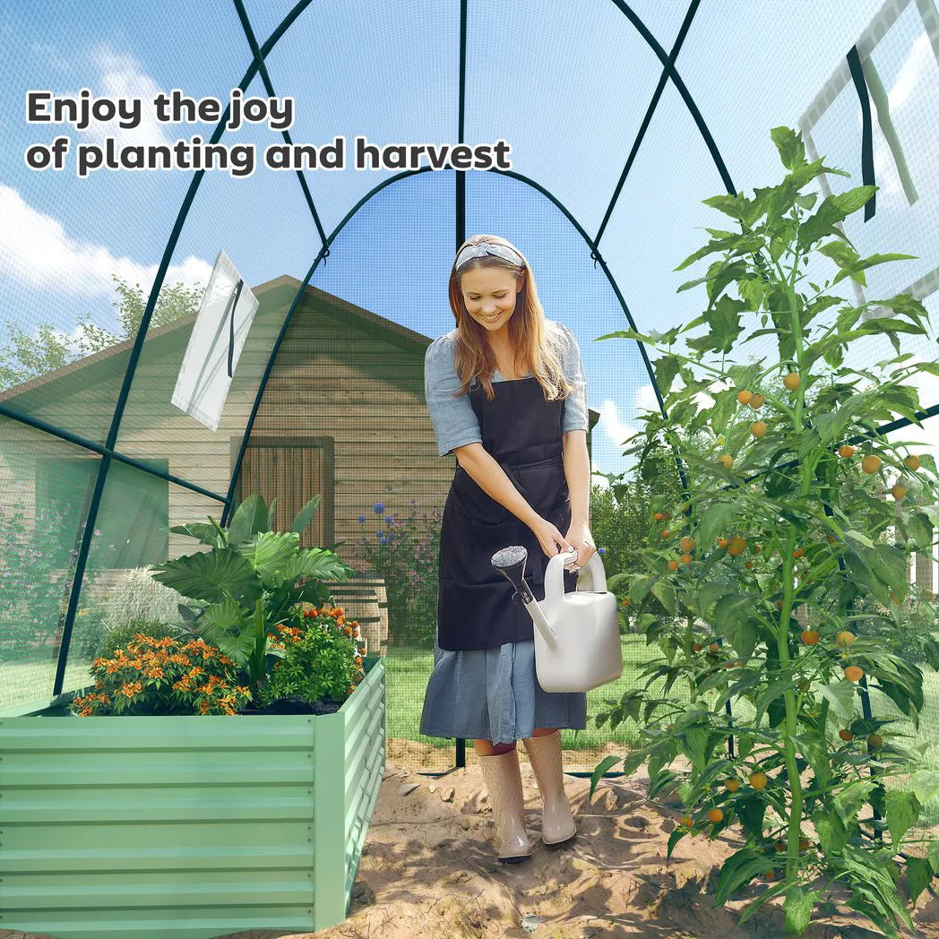 Outsunny Walk-In Polytunnel Greenhouse with Sandbags, 2 Zipped Doors & Mesh Windows, 1.8 x 1.8 x 2 m, Green