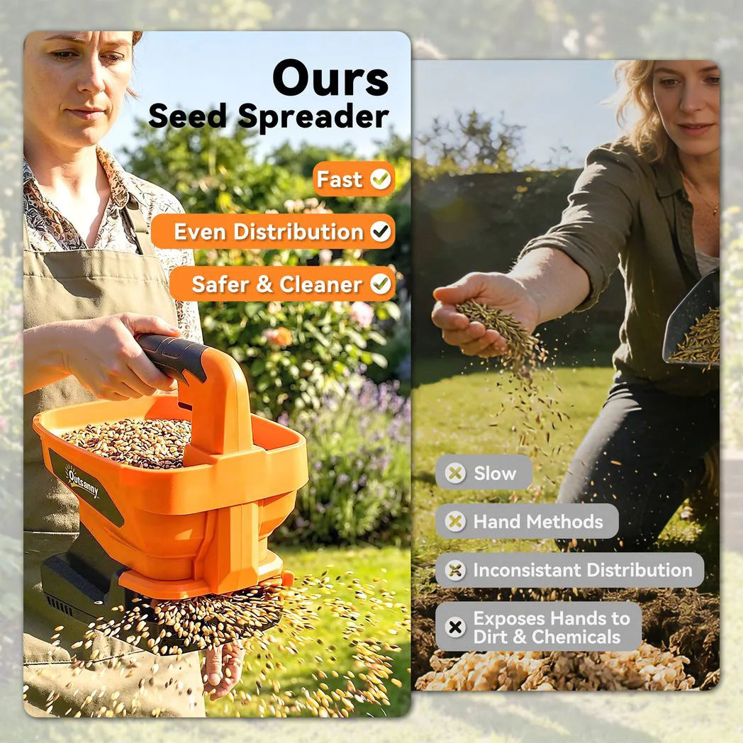 Outsunny 3.3L Cordless Handheld Spreader with Adjustable Flow and Scatter Width, USB Charging – Seed & Salt