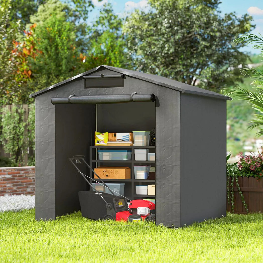 Outsunny 6 x 4ft Outdoor Storage Shed with Vent and Roll-Up Zipper Door – Waterproof Bike Tent