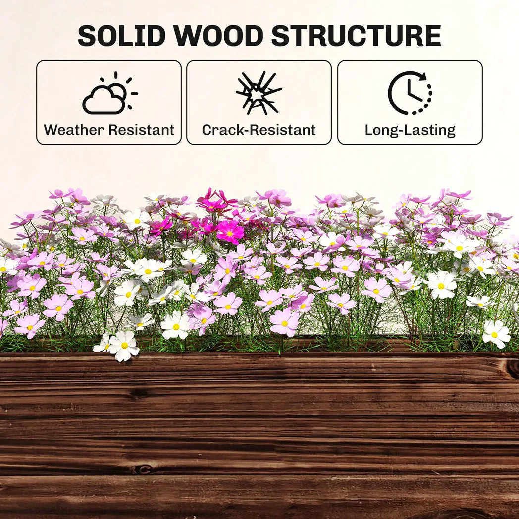 Outsunny 2-Tier Wooden Raised Planter – Elevated Garden Bed on Legs with Liner and Drainage Holes, 70cm