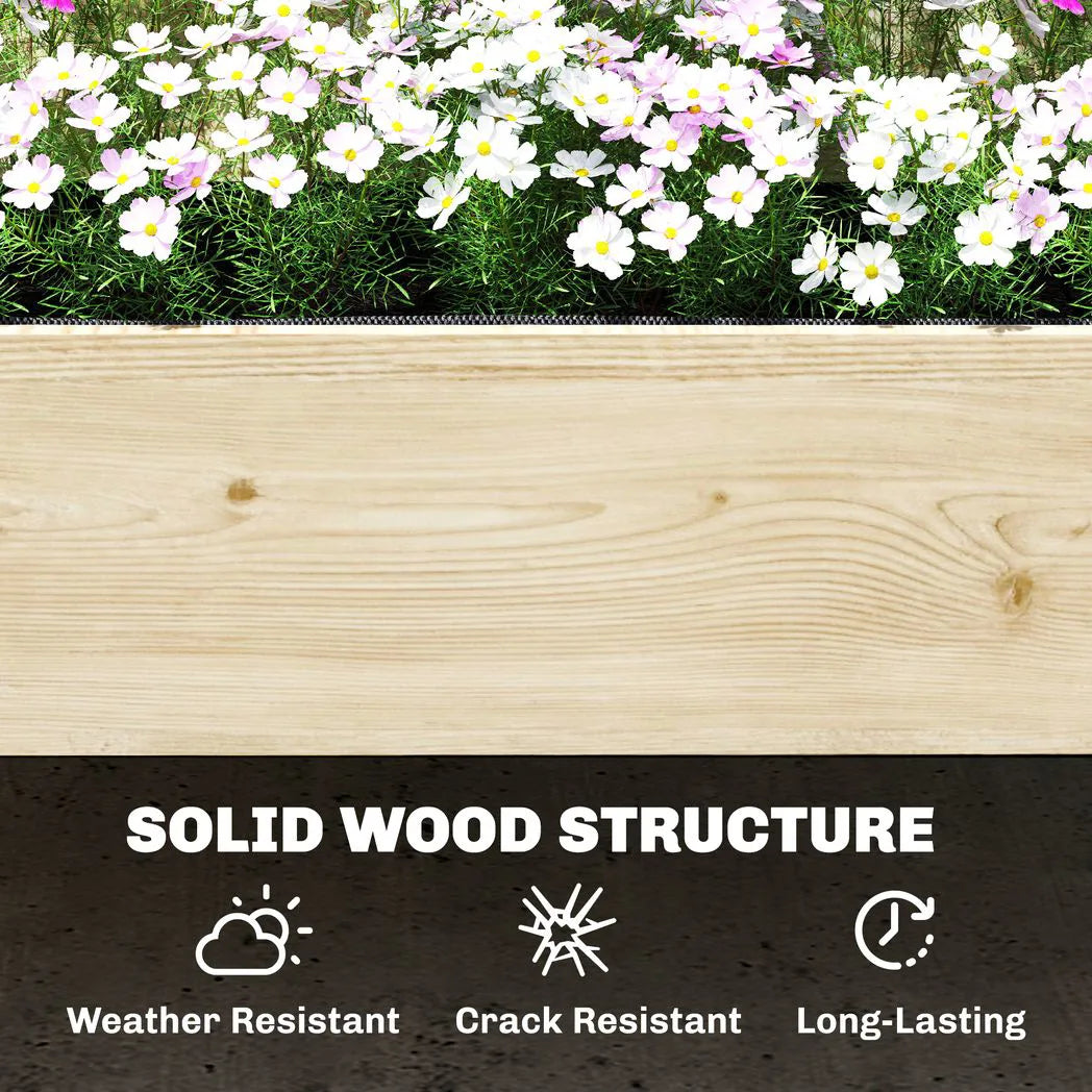 Outsunny 2-Tier Raised Garden Bed with Trellis for Climbing Plants – Stepped Wooden Planter, 108 x 62 x 120cm