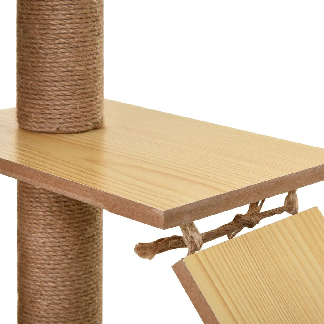 PawHut 130cm Plush Cat Tree with Five Scratching Posts, Two Perches, Cat House & Hammock