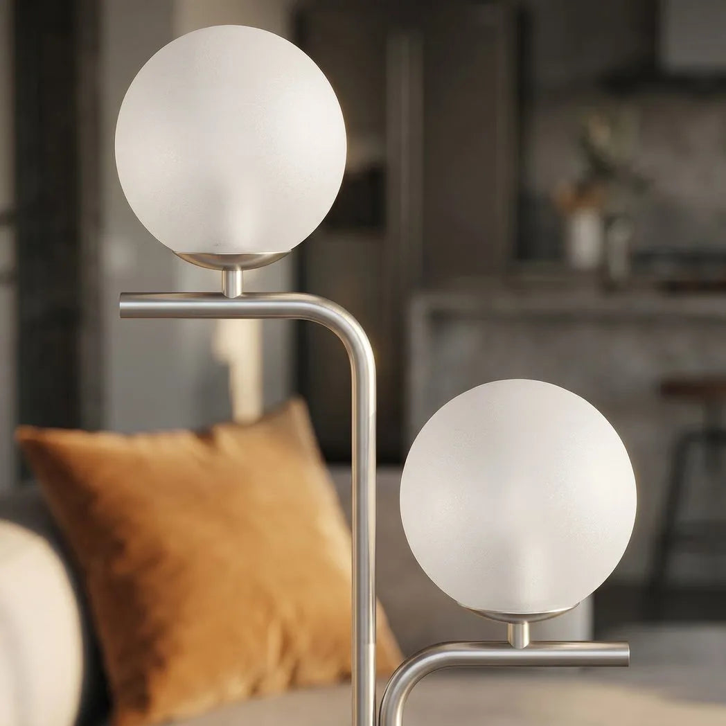 HOMCOM Dual-Head LED Floor Lamp – Silver