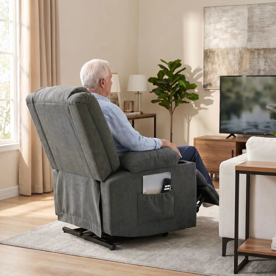 HOMCOM Dual Motor Electric Riser Recliner Chair with Massage & Heat – 55° Lift Chair for Elderly, Dark Grey