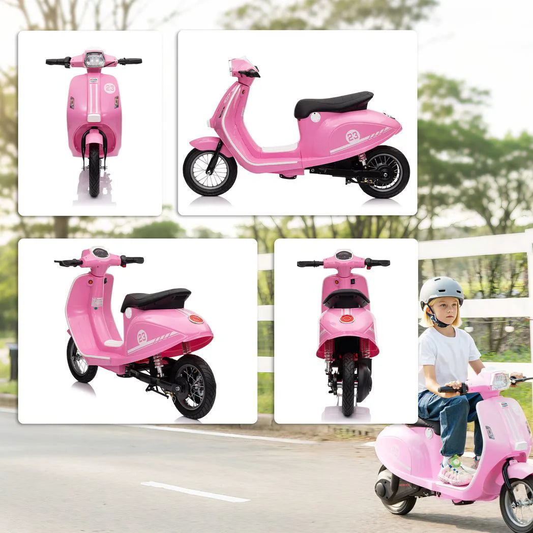 AIYAPLAY 24V Kids Electric Motorbike with Twist-Grip Throttle, Brakes and LED Lights – Ages 8-12, Pink