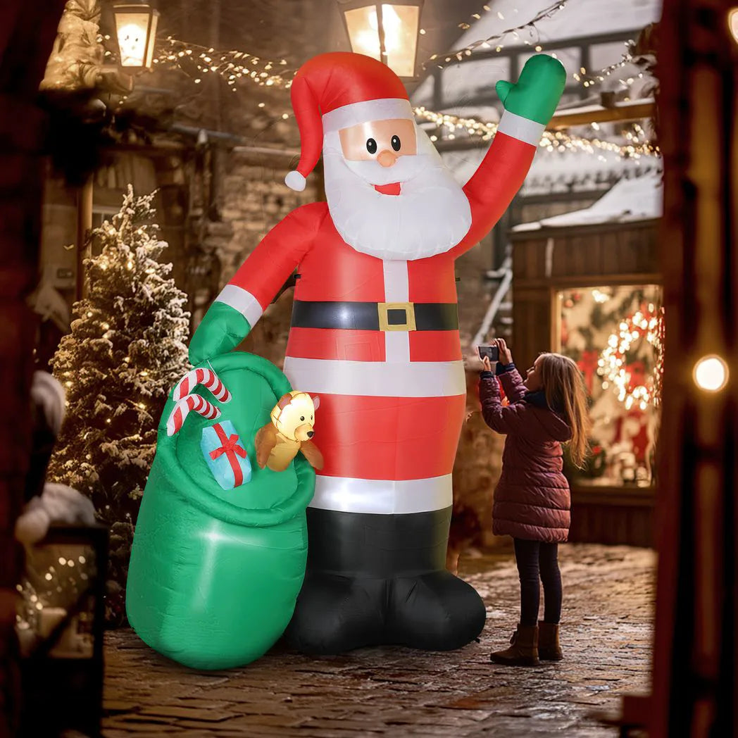 Outsunny 9ft/275 cm Christmas Inflatable Santa with Bear Sack