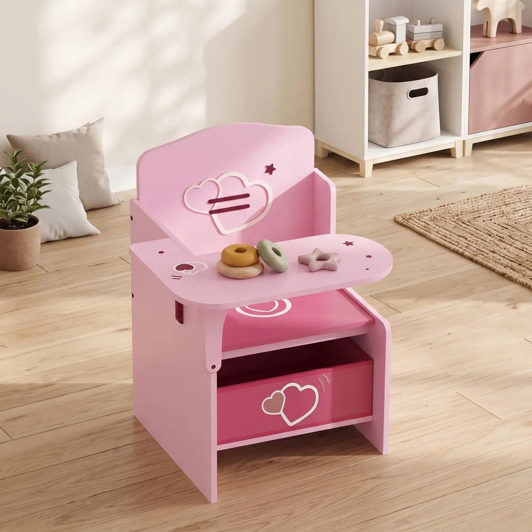 AIYAPLAY Kids Table and Chair Set with Storage Bin – Desk for Play, Reading and Painting, Ages 3–5, Pink