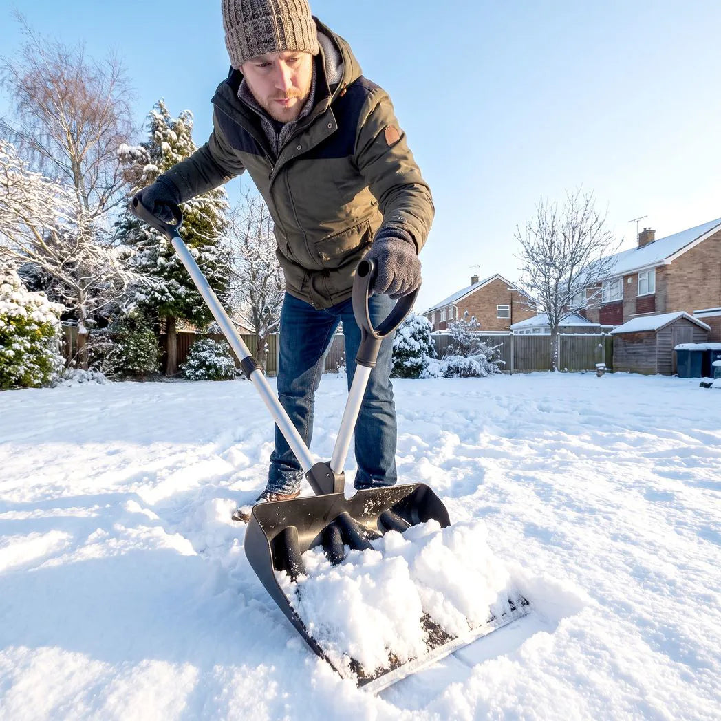 Outsunny Heavy-Duty Snow Shovel with Assist Handle, 45cm Wide Blade & Detachable Aluminium Handle – Snow Pusher