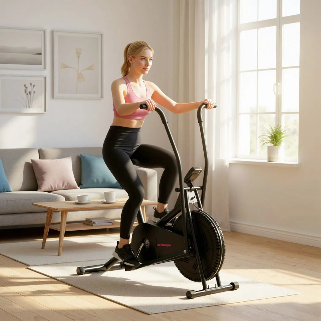 SPORTNOW Exercise Bike with Adjustable Seat, LCD Display and Silent Belt Drive – Home Gym Cardio