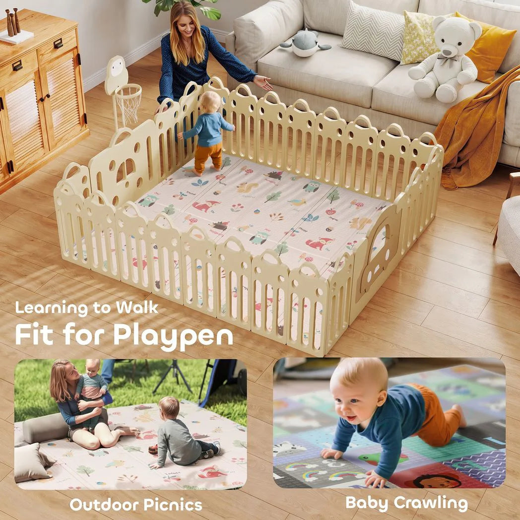 AIYAPLAY Foldable Double-Sided Baby Play Mat – Animals, Letters & Numbers Foam Crawling Mat
